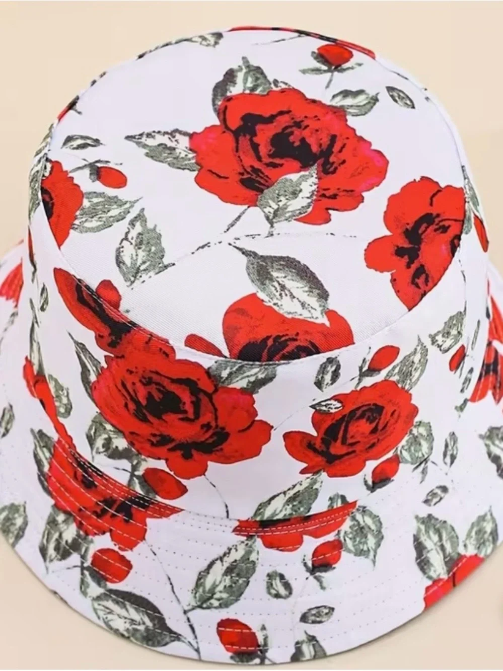 NWT Floral Bucket Hat - Red & Green Print, Summer Hats, OS